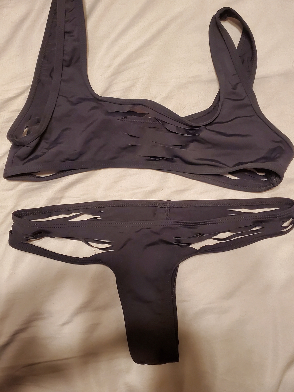 Source Unknown Black Cutout Bralette & Thong Set